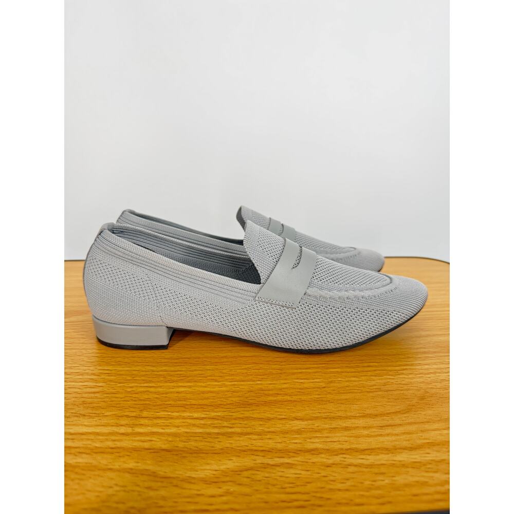 David Tate shoes women's 12 penny loafers knit gray flat slip on comfort NEW